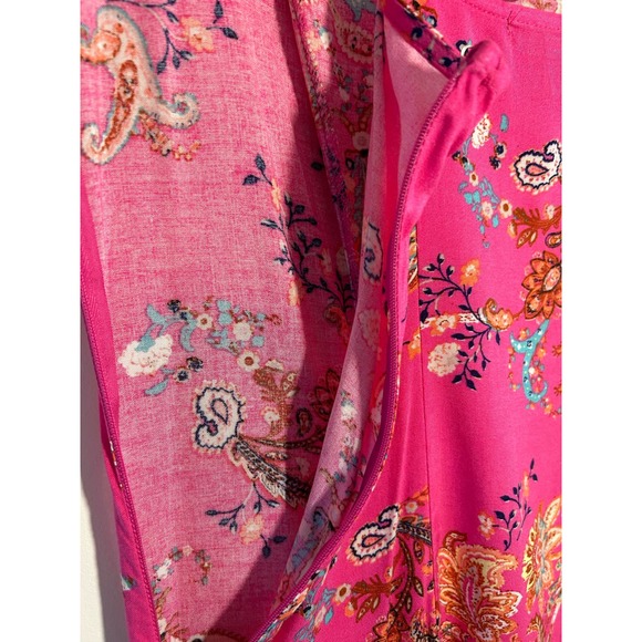 Wonderly Women’s Hot Pink Floral Paisley Double Slit Maxi Tank Dress S - Picture 9 of 14